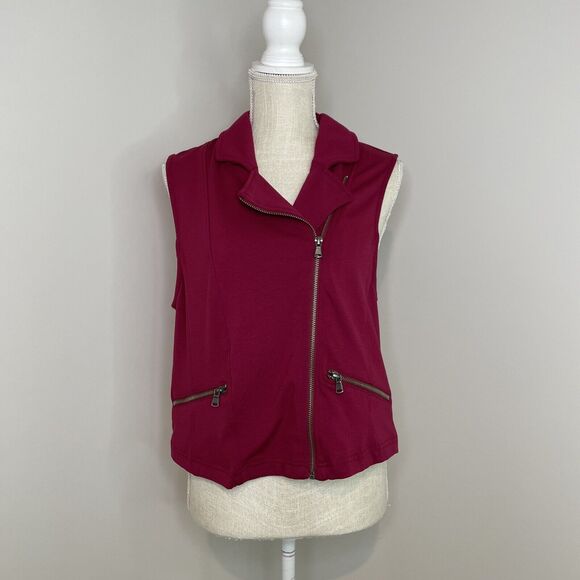 torrid Jackets & Blazers - Torrid Moto Cropped Vest Full Zip Pockets Biker Jacket Beet Red Size 1 1X 14-16
